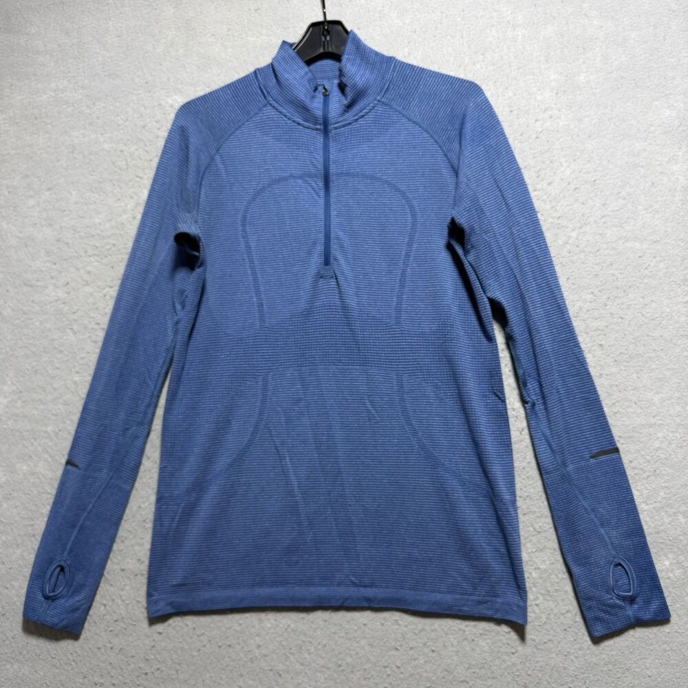 lululemon athletica swiftly tech Blue 1/2 Zip Mock Neck Thumbhole Women’s 12